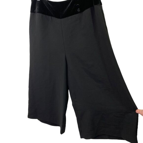 Jared Ross Pants Size 6 Black Culottes Wide Velour Waistline Cocktail Formal NEW - Picture 3 of 12